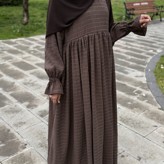 ÇİZGİLİ KETEN ELBİSE  