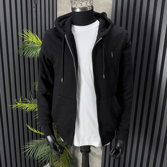 Allsaints Kapüşonlu Tam Fermuarlı Sweatshirt (siyah)