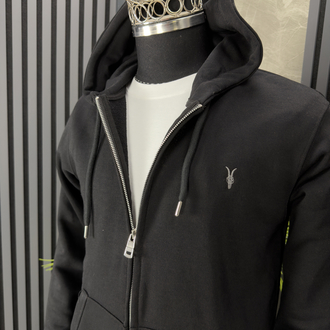 Allsaints Kapüşonlu Tam Fermuarlı Sweatshirt (siyah)