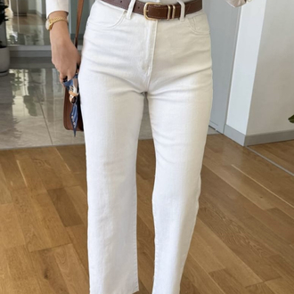 Kemerli Denim Ekru