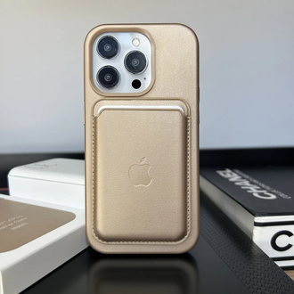 Apple MagSafe Özellikli Deri Kılıf - Gold