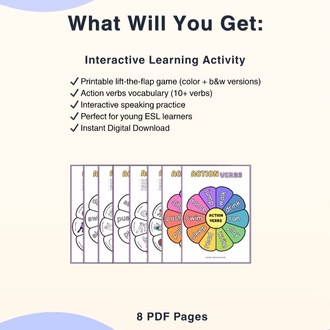 Lift the Flap Action Verbs Activity | ESL Vocabulary Game