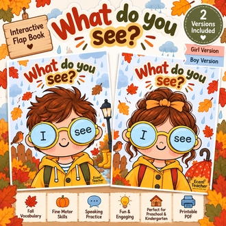 Autumn Vocabulary Flap Book for Kids | Fall Preschool Activity | What Do You See?