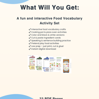 Food Vocabulary Craft Bundle | Cooking Pot & Pizza Oven Activities