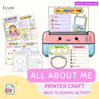 All About Me Printer Craft | Back to School Activity | Getting to Know You Printable