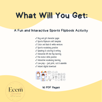 SPORTS FLIPBOOK ACTIVITY | ESL Sports Vocabulary Craft | Lift the Flap Speaking Activity
