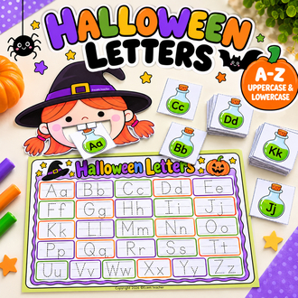 Halloween Alphabet Activity | Feed the Witch Letter Game | A-Z Uppercase & Lowercase Tracing