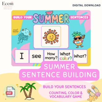 Build Your Sentences | Summer Sentence Building Activity | ESL Printable