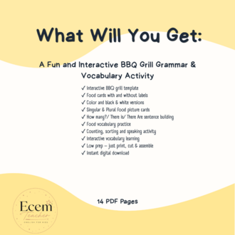 BBQ Grill | There Is There Are | Food Vocabulary | Printable ESL Activity 