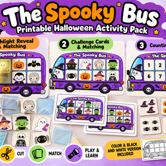 Halloween Spooky Bus Activity, Flashlight Matching Game, Halloween Counting 1-10