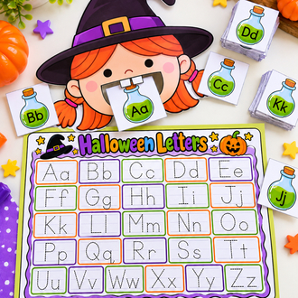 Halloween Alphabet Activity | Feed the Witch Letter Game | A-Z Uppercase & Lowercase Tracing