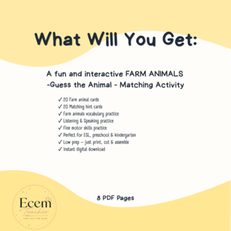 Farm Animals | Guess the Animal | What Am I? | Matching Activity