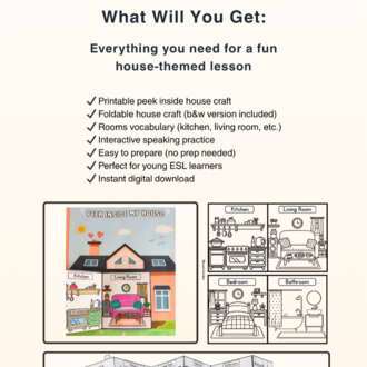 Peek Inside My House | Flip Flap Parts of the House Activity + Mini House Foldable Craft