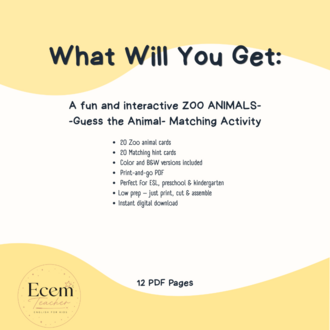 Zoo Animals| Guess the Animal | Who Am I? Matching Activity