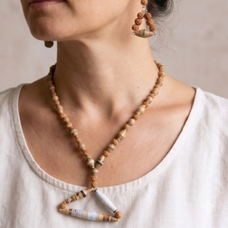 Rudraksha Kolye Küpe Seti