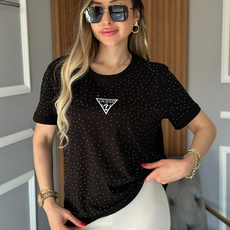 Guess siyah taşlı tişört