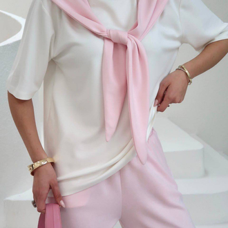 Pembe şal detaylı ikili takım