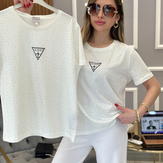 Guess taşlı beyaz tişört