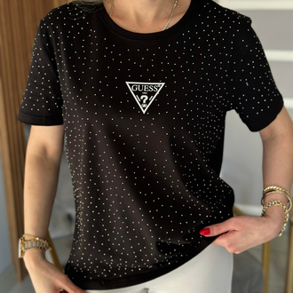 Guess siyah taşlı tişört