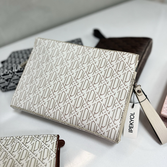 İpekyol clutch beyaz bej