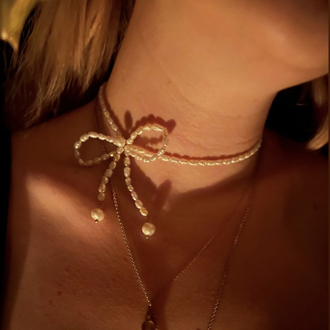 Minik incili fiyonk choker