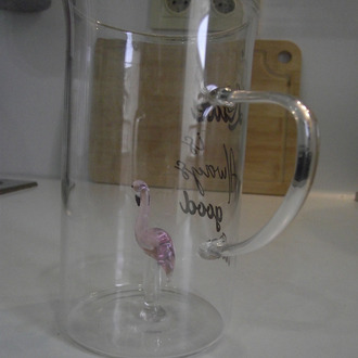 Isıya dayanıklı flamingo figürlü330 ml kulplu kahve bardak