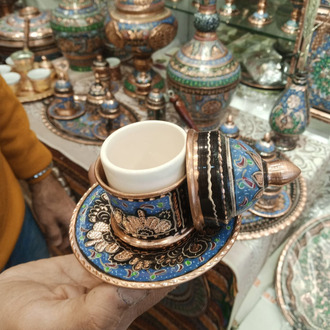 Saf bakır el işlemesi kahve fincanı