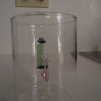Isıya dayanıklı Flamingo objeli borosilikat 420 ml cam kupa