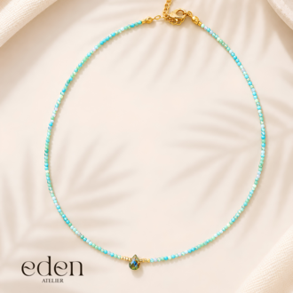 Mavi Glow Bead | Kristal Boncuk Kolye