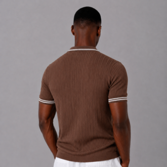 Polo Yaka Örgülü Fermuarlı Triko T-Shirt