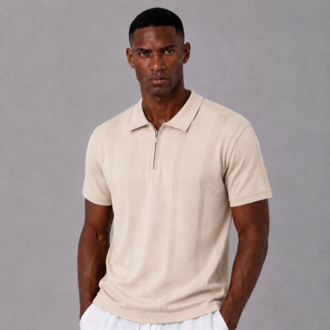 Polo Yaka Fermuarlı Triko T-Shirt