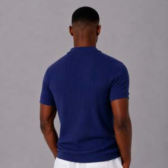 Polo Yaka Örgülü Fermuarlı Triko T-Shirt
