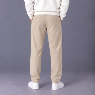 Relax Fit Düz Paça Pantolon - Krem