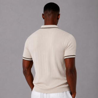 Polo Yaka Örgülü Fermuarlı Triko T-Shirt