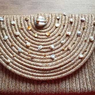 SOLARENA İnci ve Gold Detaylı Özel Tasarım Clutch Çanta.