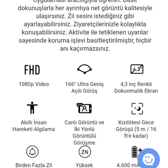 Ezviz Cs-dp2 Kablosuz Monitörlü Kapı Zili