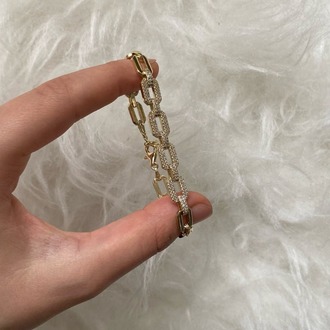 Taş Detaylı Zincir Gold Bileklik