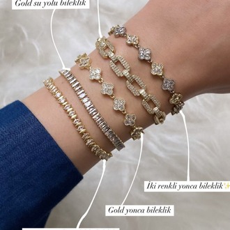 Taş Detaylı Zincir Gold Bileklik