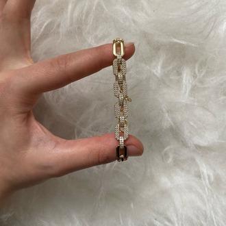 Taş Detaylı Zincir Gold Bileklik