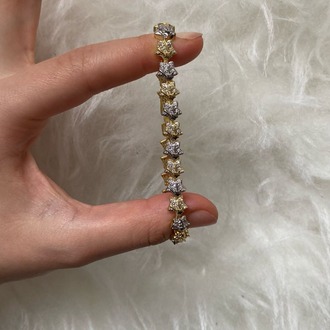 Elegant Gold Silver Yıldız Taşlı Bileklik