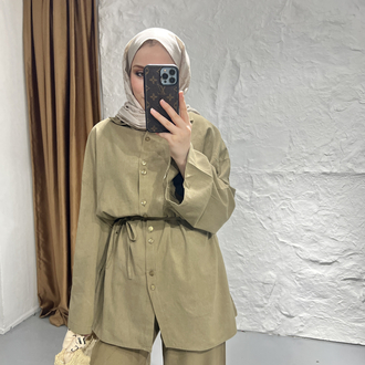 Keten oversize takım cimen yesili