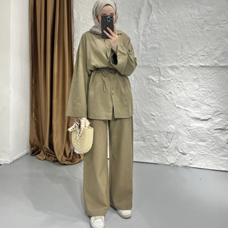 Keten oversize takım cimen yesili