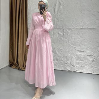 Bel vurgulu elbise pembe