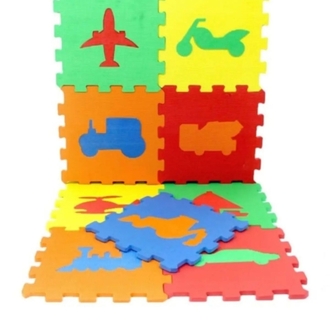 EKİM TOYS 9 Parça ARAÇ DESEN Büyük Boy  10 mm  Eva Oyun Karosu Yer Matı Puzzle Yapboz