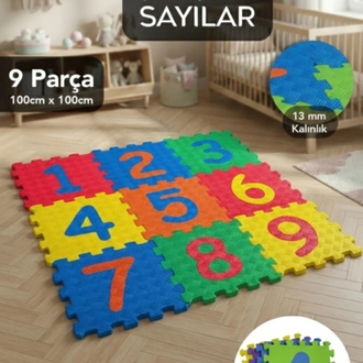 EKİM TOYS 9 Parça Büyük Boy  13 mm Rakamlı Sayılı Eva Oyun Karosu Yer Matı Puzzle Yapbo