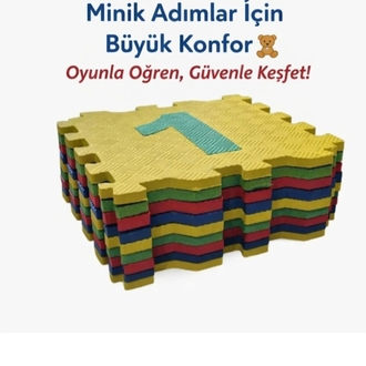 EKİM TOYS 9 Parça Büyük Boy  13 mm Rakamlı Sayılı Eva Oyun Karosu Yer Matı Puzzle Yapbo