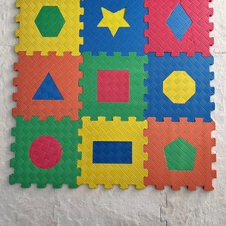EKİM TOYS 9 Parça GEOMETRİ  Büyük Boy  10 mm  Eva Oyun Karosu Yer Matı Puzzle Yapbo