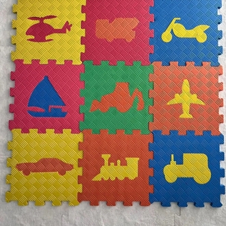 EKİM TOYS 9 Parça ARAÇ DESEN Büyük Boy  10 mm  Eva Oyun Karosu Yer Matı Puzzle Yapboz