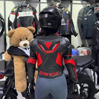 Dainese Deri Ceketi SİYAH-KIRMIZI