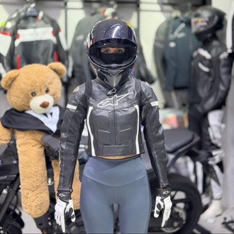 Alpinestars Kadın Deri Ceketi BEYAZ-SİYAH